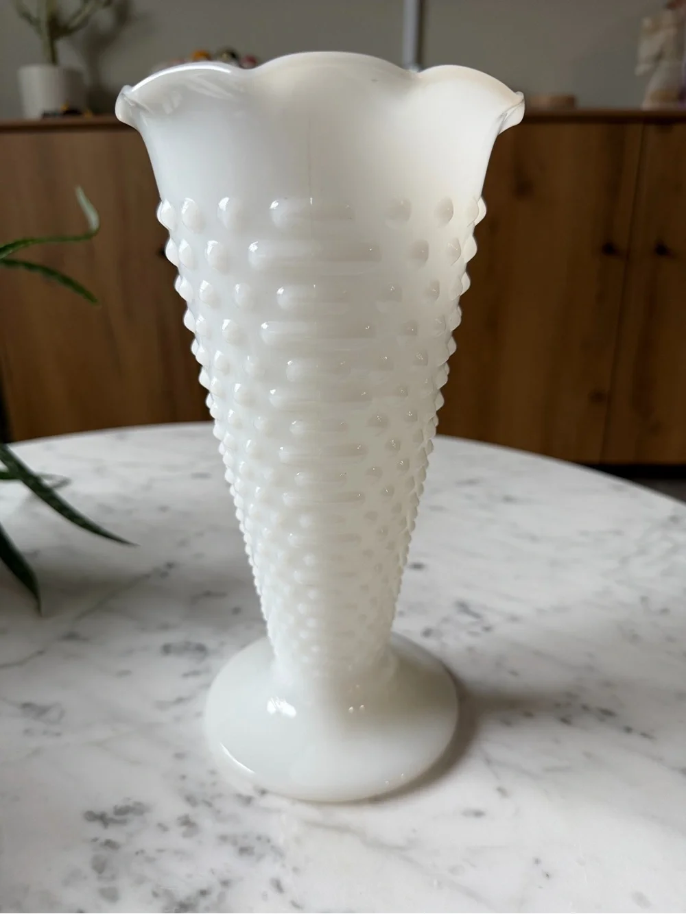 Anchor Hocking Hobnail Milk Glass Vase